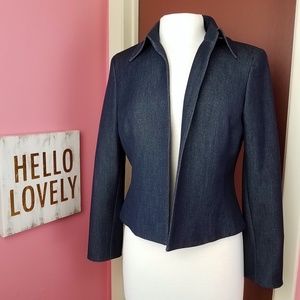 Kasper Dark Blue Denim Look Work Blazer 8 Petite